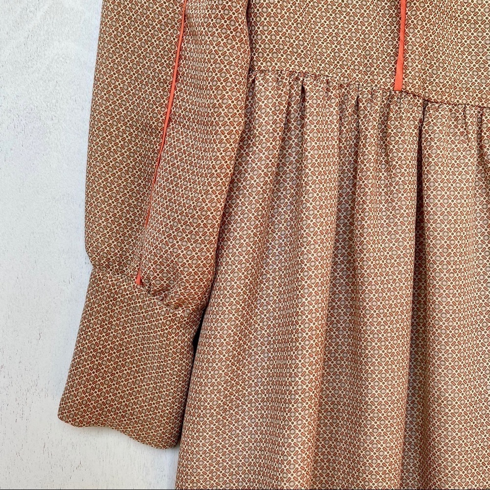 Darling Orange Boho 70s Retro Long Sleeve Dress - Picture 3 of 7